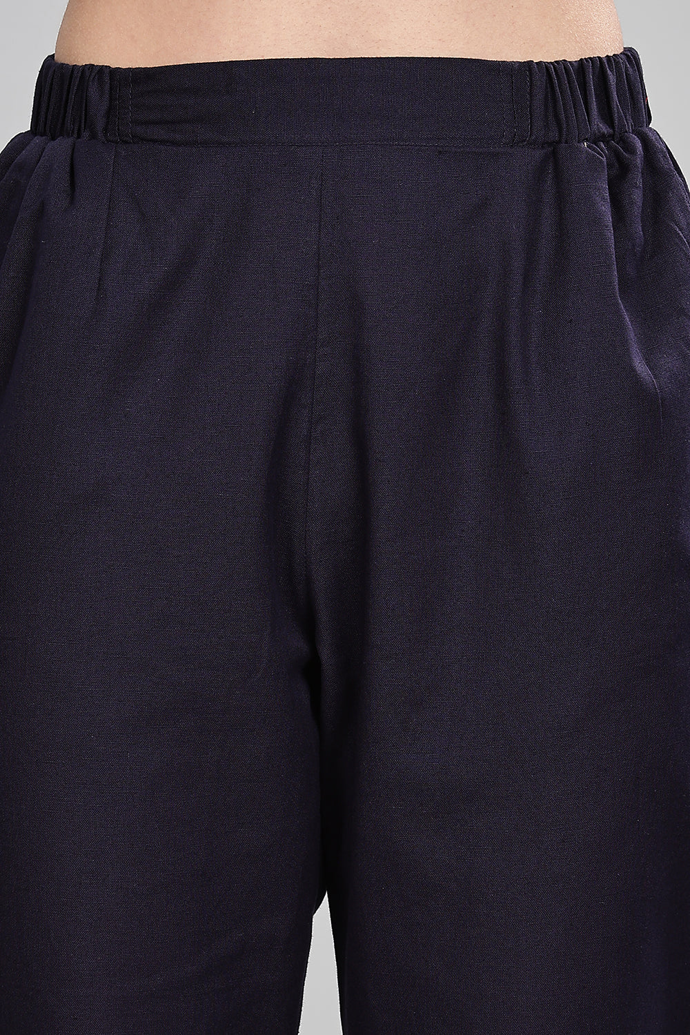 Mythri Women’s Straight Cotton-Blend Pants | Soft Handfeel, Drawstring Waist & Hem Slit - P002