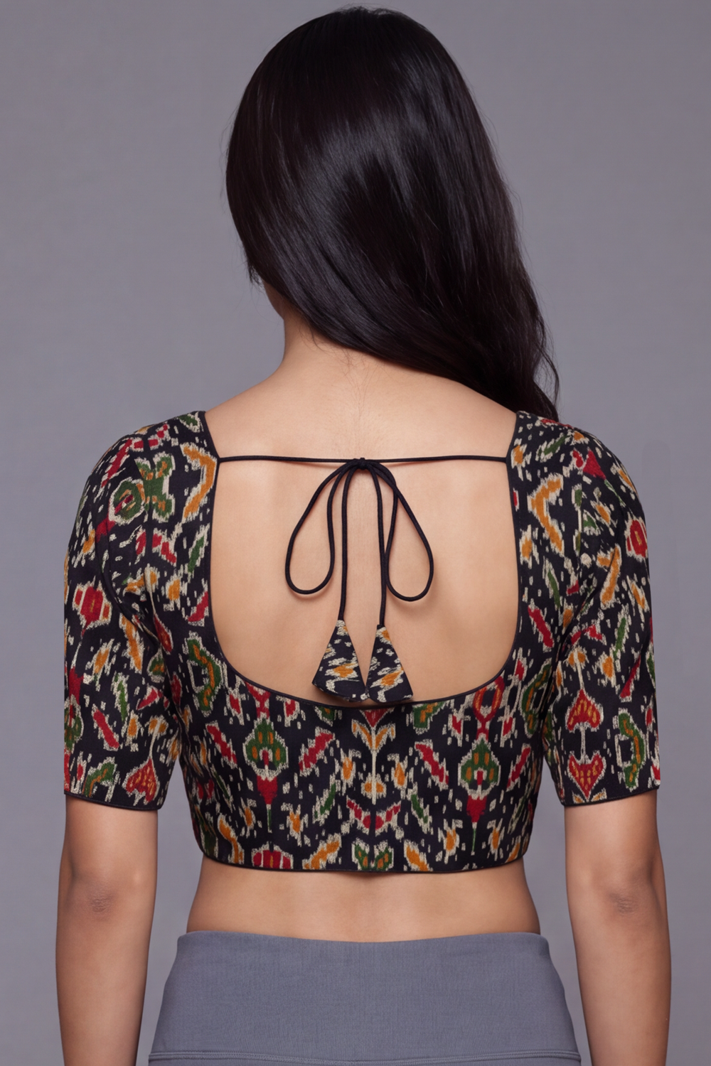 Women's Prints Cotton Blend Saree Blouse with U-neck, Elbow Sleeve and Regular Fit | Ready-to-Wear Saree Blouse for Daily Wear & Festive Wear - 641B