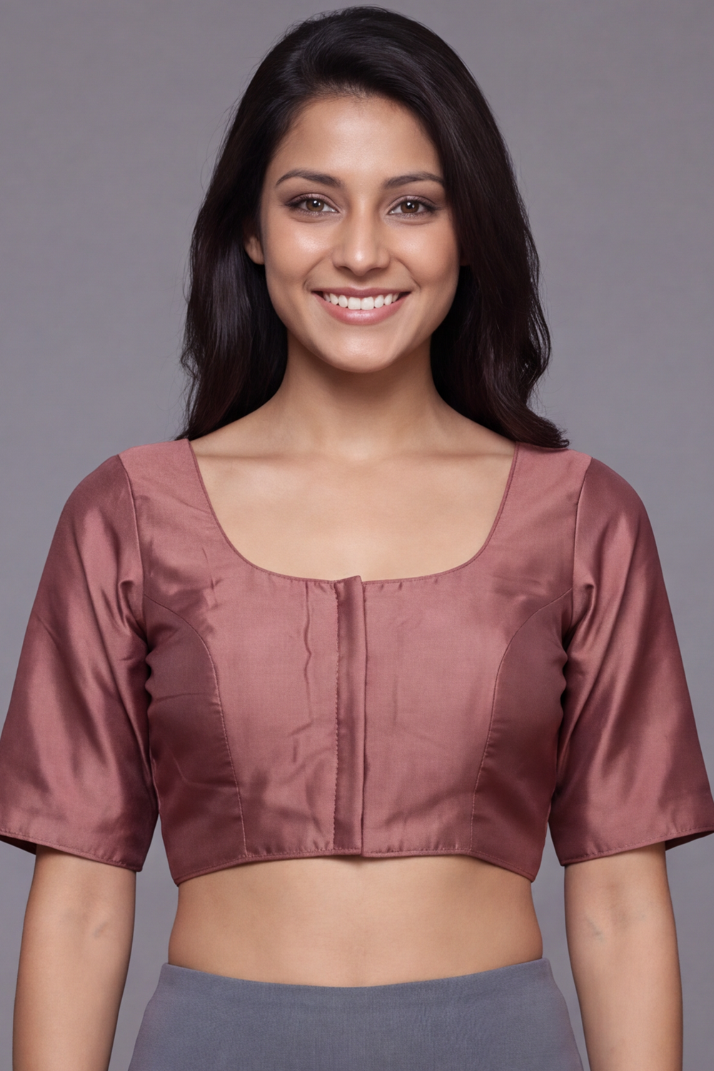 Women's Solid Art Silk Saree Blouse with U-neck, Elbow Sleeve and Regular Fit | Ready-to-Wear Saree Blouse for Daily Wear & Festive Wear - 4050