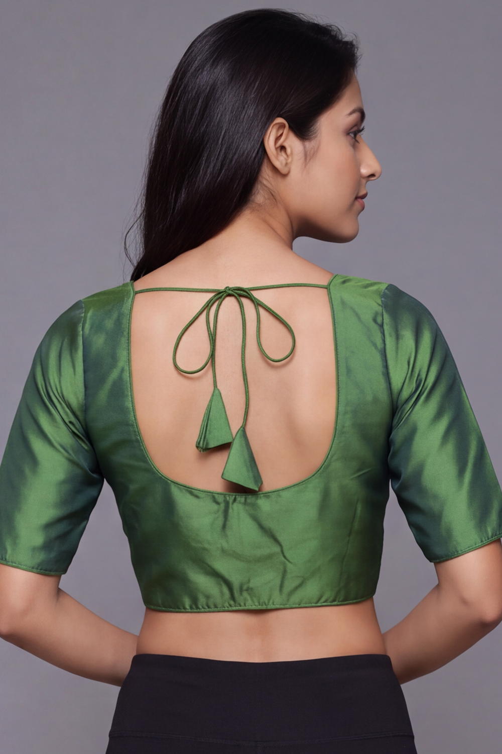 Women's Solid Art Silk Saree Blouse with U-neck, Elbow Sleeve and Regular Fit | Ready-to-Wear Saree Blouse for Daily Wear & Festive Wear - 4050