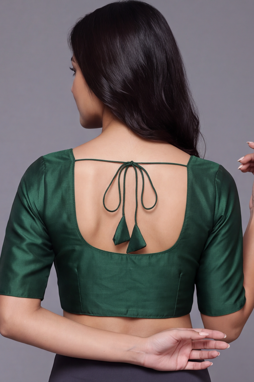Women's Solid Art Silk Saree Blouse with U-neck, Elbow Sleeve and Regular Fit | Ready-to-Wear Saree Blouse for Daily Wear & Festive Wear - 4050