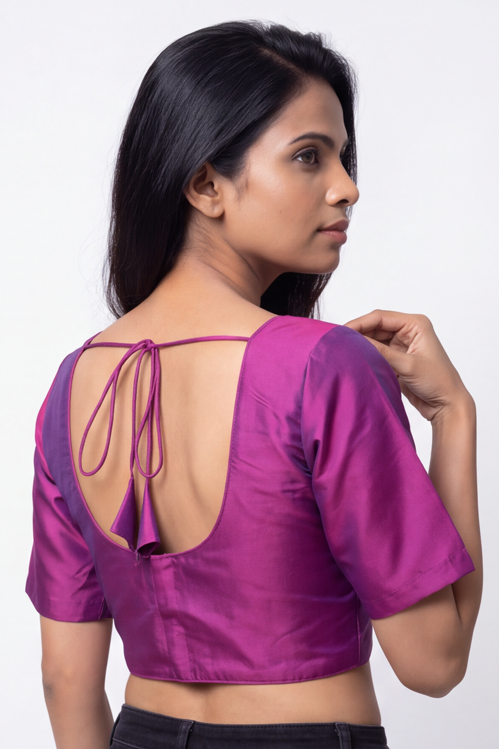 Women's Solid Art Silk Saree Blouse with U-neck, Elbow Sleeve and Regular Fit | Ready-to-Wear Saree Blouse for Daily Wear & Festive Wear - 4050