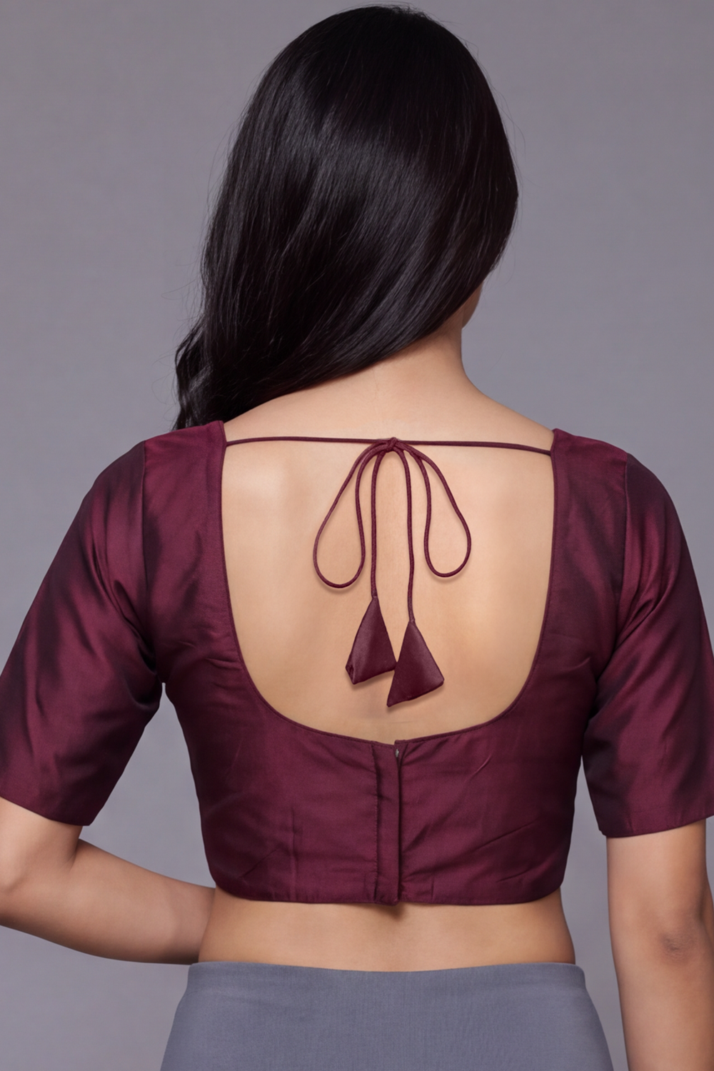 Women's Solid Art Silk Saree Blouse with U-neck, Elbow Sleeve and Regular Fit | Ready-to-Wear Saree Blouse for Daily Wear & Festive Wear - 4050