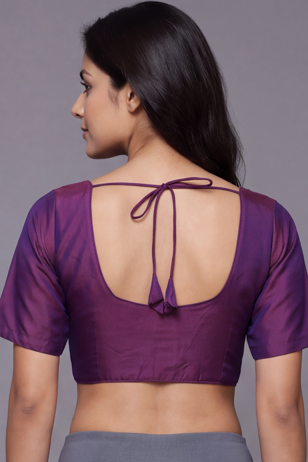 Women's Solid Art Silk Saree Blouse with U-neck, Elbow Sleeve and Regular Fit | Ready-to-Wear Saree Blouse for Daily Wear & Festive Wear - 4050