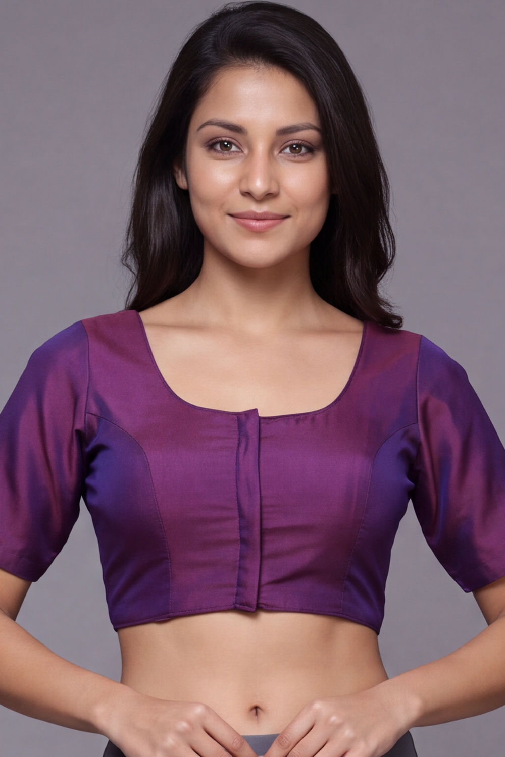 Women's Solid Art Silk Saree Blouse with U-neck, Elbow Sleeve and Regular Fit | Ready-to-Wear Saree Blouse for Daily Wear & Festive Wear - 4050