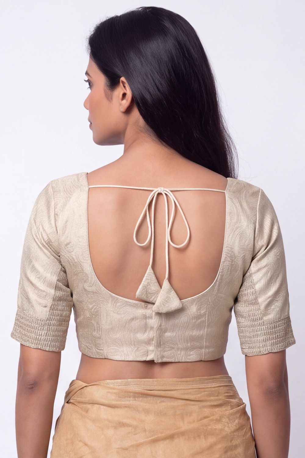 Women's Prints Cotton Blend Saree Blouse with Round Neck, Elbow Sleeve and Regular Fit | Ready-to-Wear Saree Blouse for Daily Wear & Festive Wear - 4467