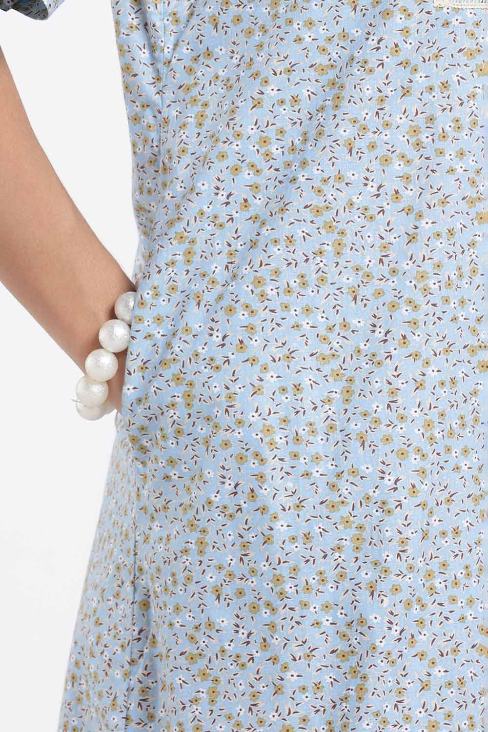 Naidu Hall Printed Cotton Nighty for Women – A-Line Full Length Sleepwear with Lace Yoke & Inverted Pleat | Comfortable Daily Wear Nighty
 - N138