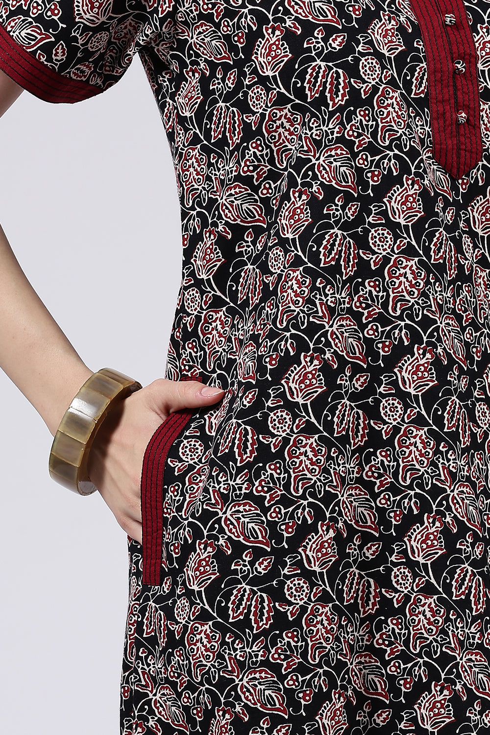 Naidu Hall Women’s Printed Cotton Full Length Nighty with Mandarin Collar and V Neckline
 - NA66