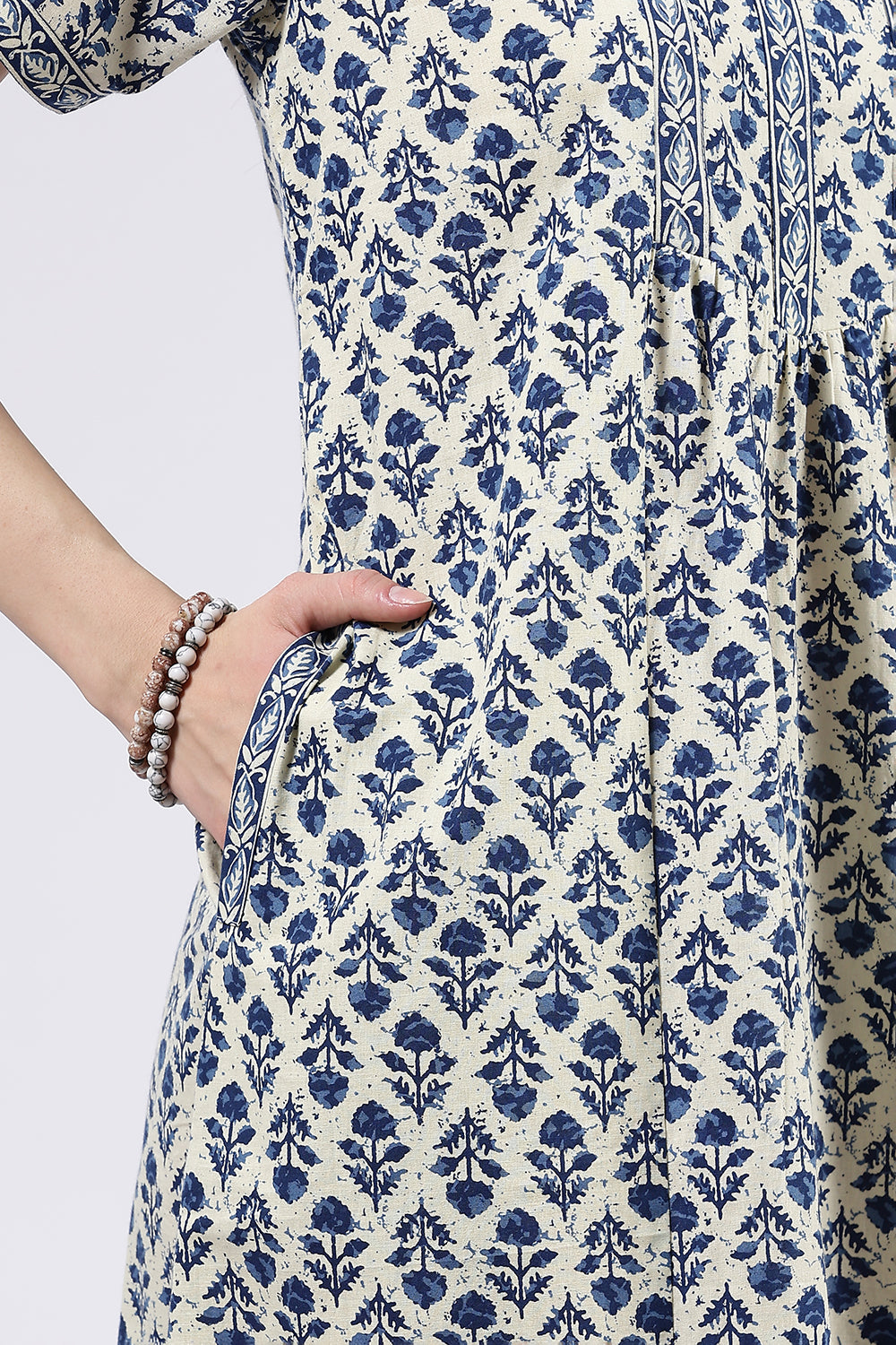 Naidu Hall Women’s Printed Cotton Full Length Nighty with V Neck and Princess Panel Design
 - NA99