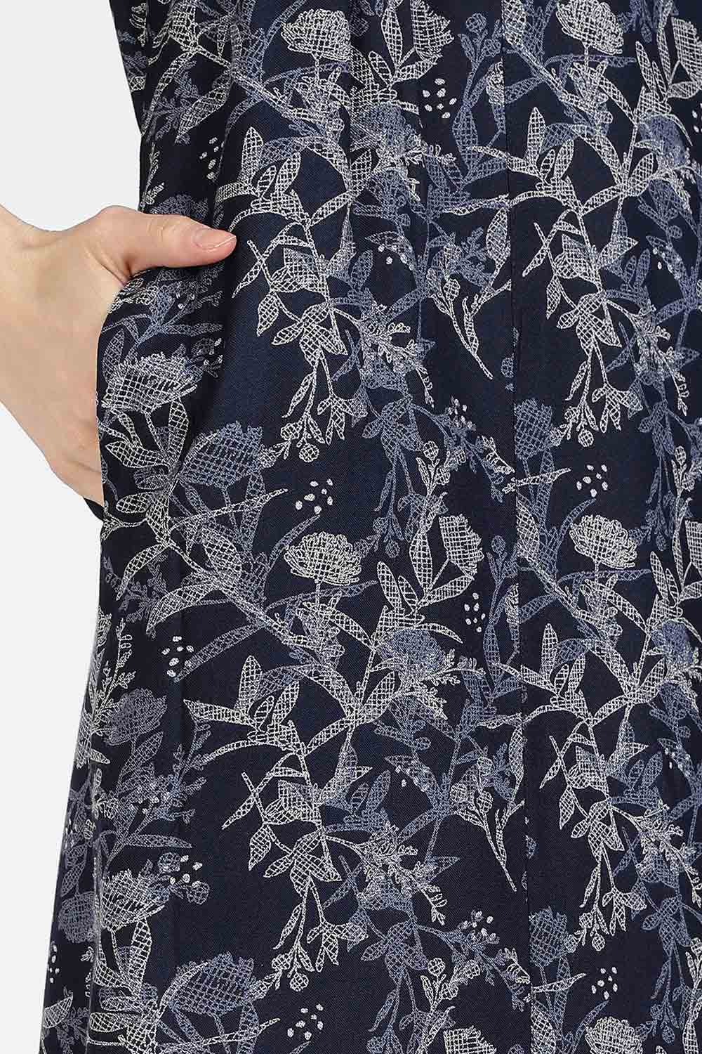 Naidu Hall Women’s Printed Alpine Cotton Nighty | Full Length Split V-Neck Short Sleeve Nightdress with Gathers for Daily Wear & Sleepwear
 - NB26