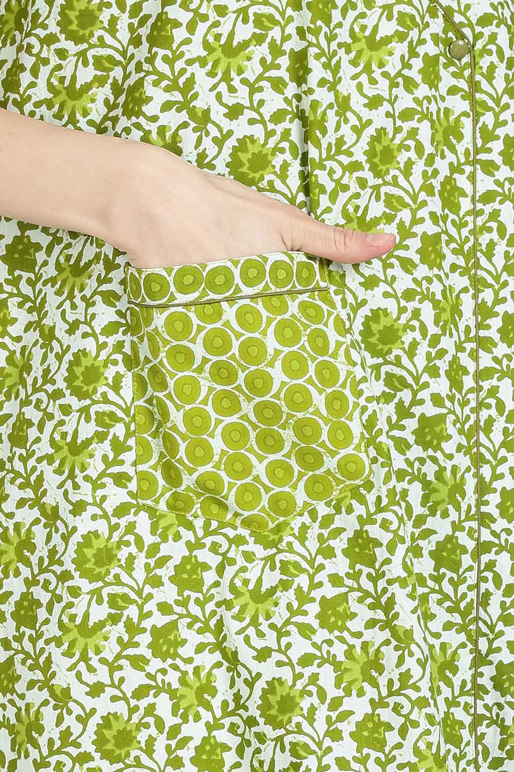 Naidu Hall Women Printed Cotton Full-Length A-Line Nighty – Floral Garden Print Sleepwear | Short Sleeves | Round Neck | Daily Wear Lounge Night Gown
 - NB35