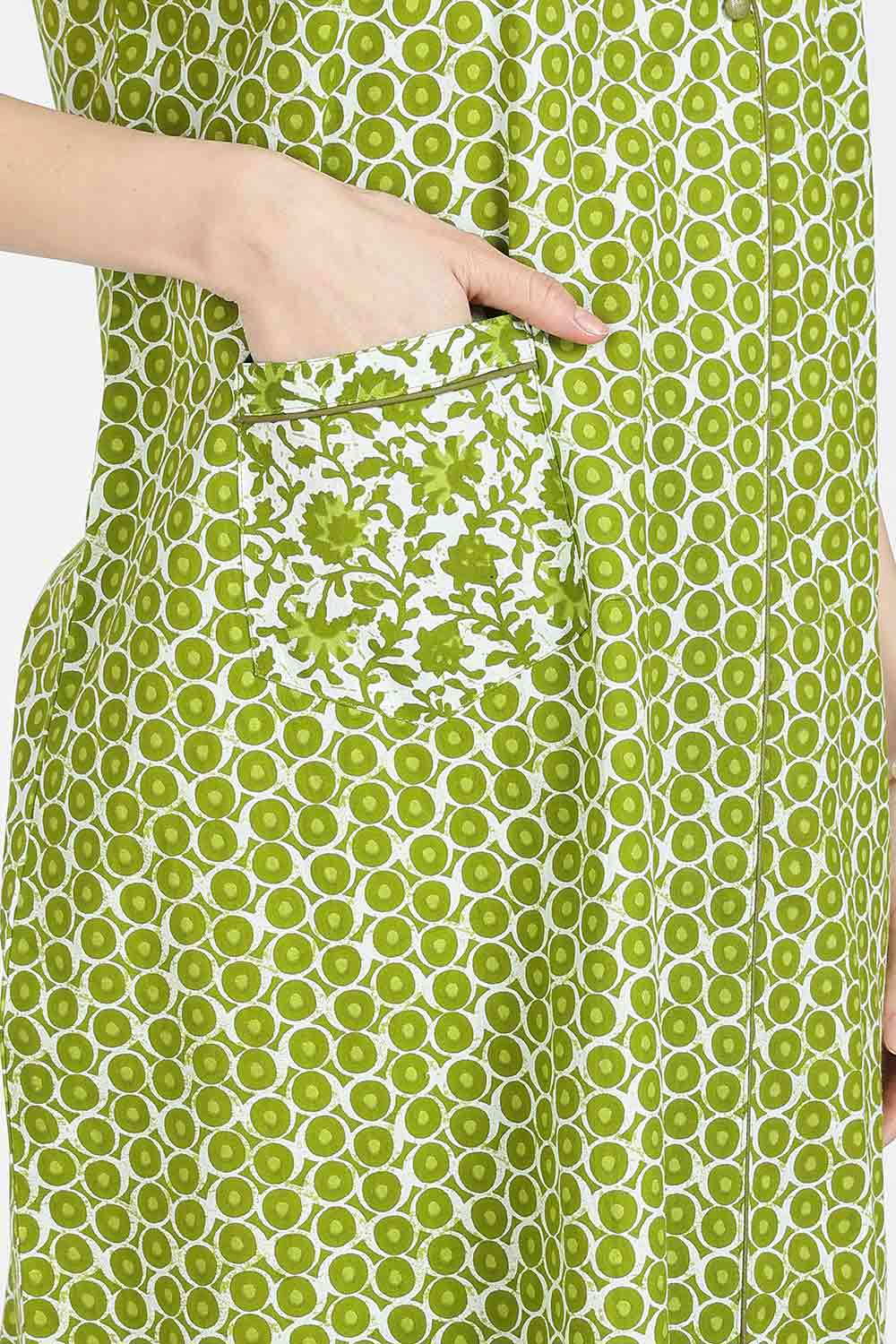 Naidu Hall Women Printed Cotton Full Length A-Line Nighty – Round Neck Short Sleeve Night Gown | Daily Wear Cotton Sleepwear
 - NB36