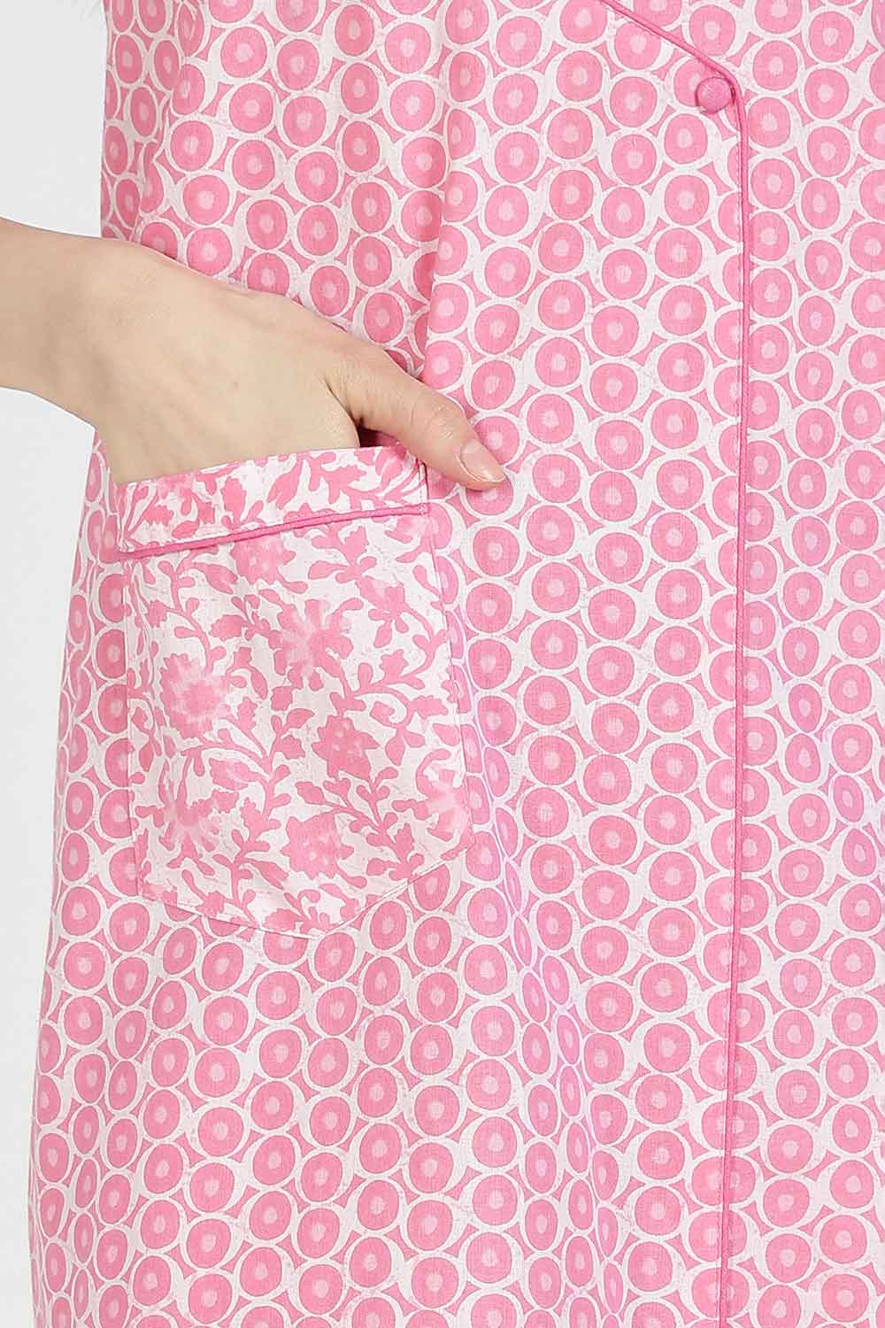 Naidu Hall Women Printed Cotton Full Length A-Line Nighty – Round Neck Short Sleeve Night Gown | Daily Wear Cotton Sleepwear
 - NB36