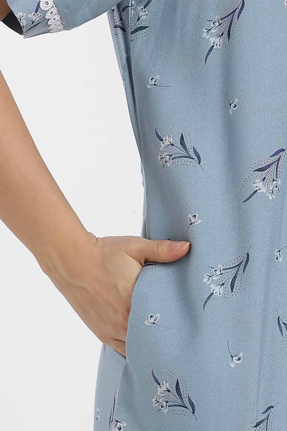 Naidu Hall Printed Alpine Cotton Nighty for Women – Full Length A-Line Sleepwear with Lace Panel | Comfortable Daily Wear Nighty
 - NB38