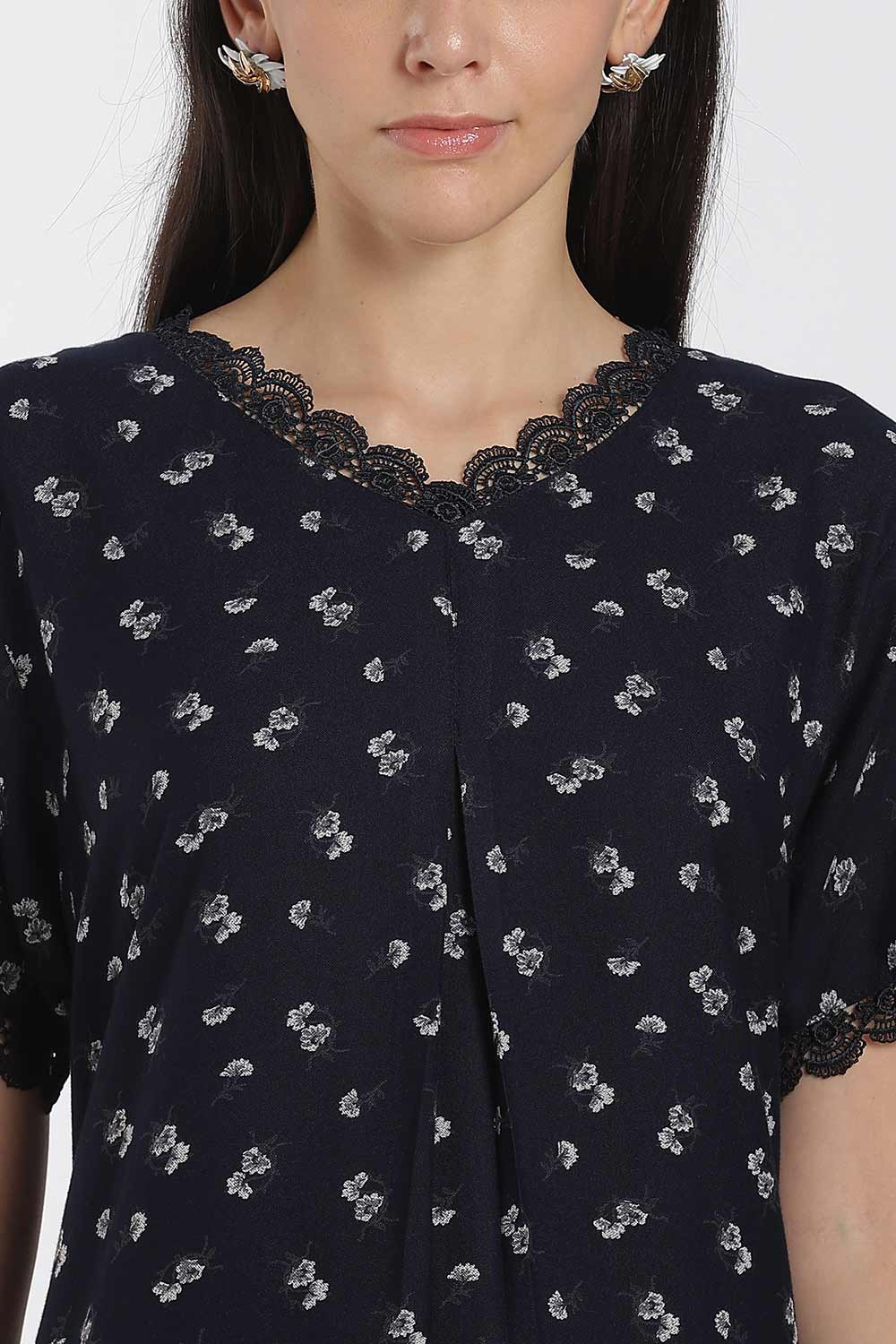 Naidu Hall Printed Alpine Cotton Nighty for Women – Full Length A-Line Sleepwear with Lace Detail & V-Neck | Comfortable Daily Wear Nighty
 - NB39