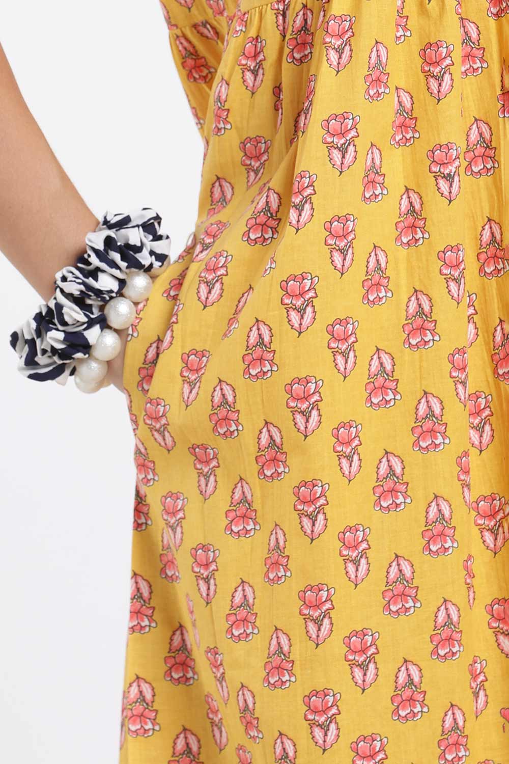 Naidu Hall Printed Cotton Nighty for Women – Full Length Flared A-Line Sleepwear with Lace V-Neck & Button Placket | Comfortable Daily Wear Nighty
 - NB44