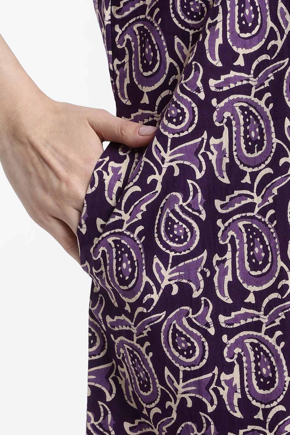Naidu Hall Women’s Printed Cotton Nighty – Full Length Nighty with V-Slit Round Neck, Lace Yoke & Side Pocket | Comfortable Daily Wear & Sleepwear for Women
 - NB46