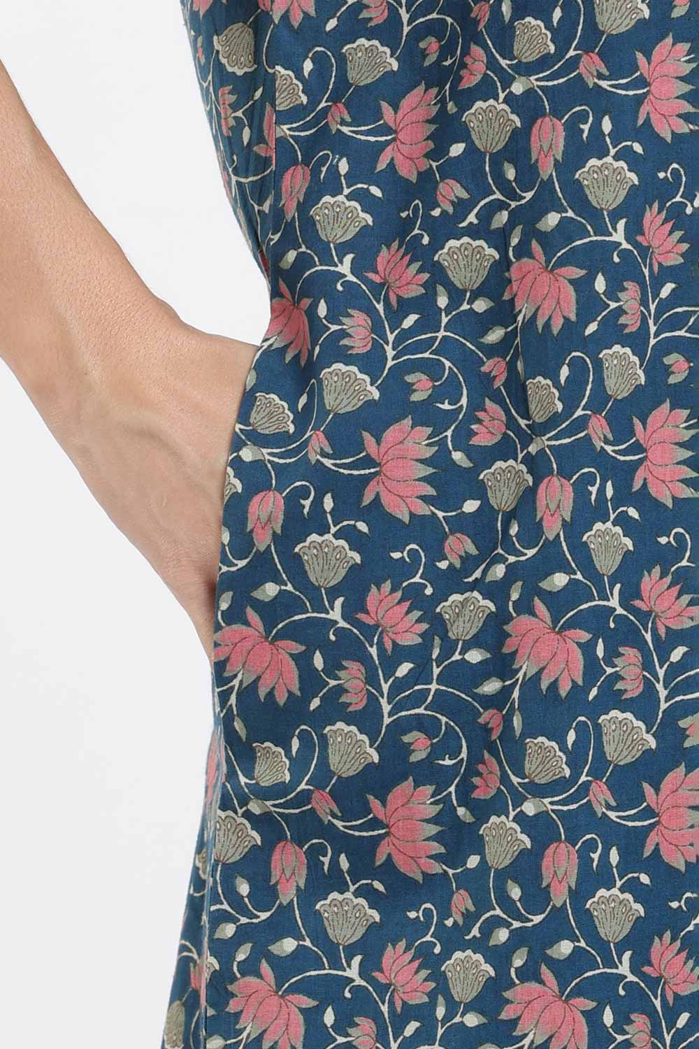 Naidu Hall Printed Cotton Nighty for Women – Full Length Relaxed Fit Sleepwear with V-Slit Neck & Panel Design | Comfortable Daily Wear Nighty
 - NF40