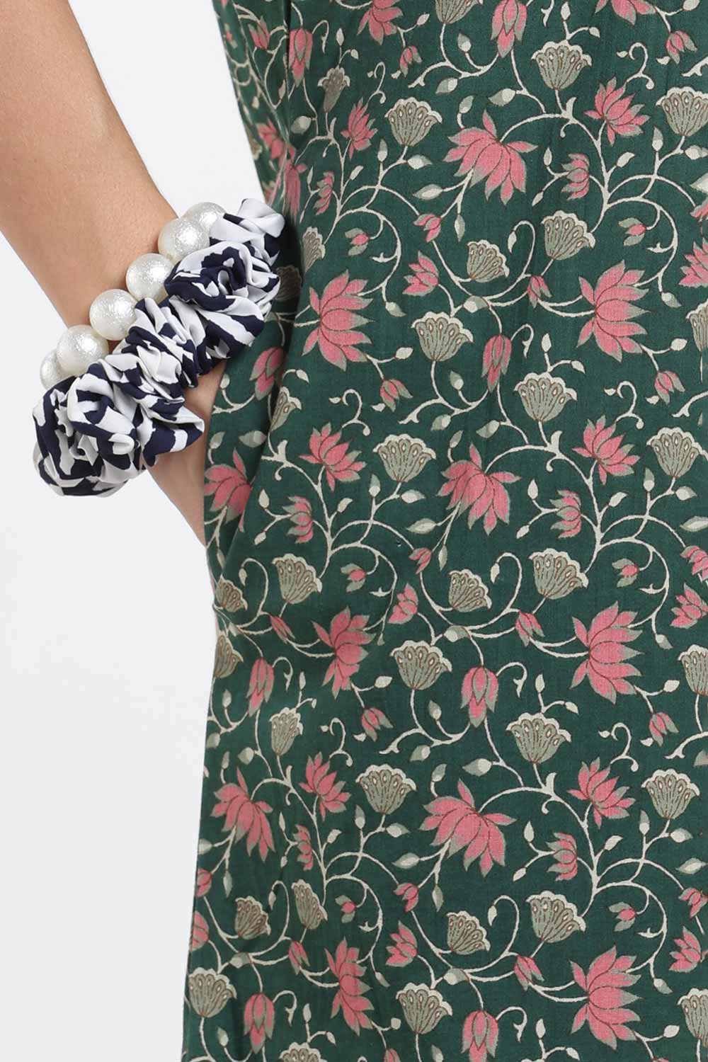 Naidu Hall Printed Cotton Nighty for Women – Full Length Relaxed Fit Sleepwear with V-Slit Neck & Panel Design | Comfortable Daily Wear Nighty
 - NF40