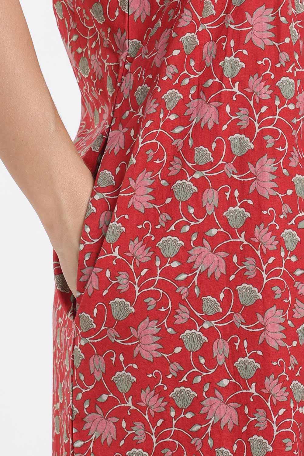 Naidu Hall Printed Cotton Nighty for Women – Full Length Relaxed Fit Sleepwear with V-Slit Neck & Panel Design | Comfortable Daily Wear Nighty
 - NF40