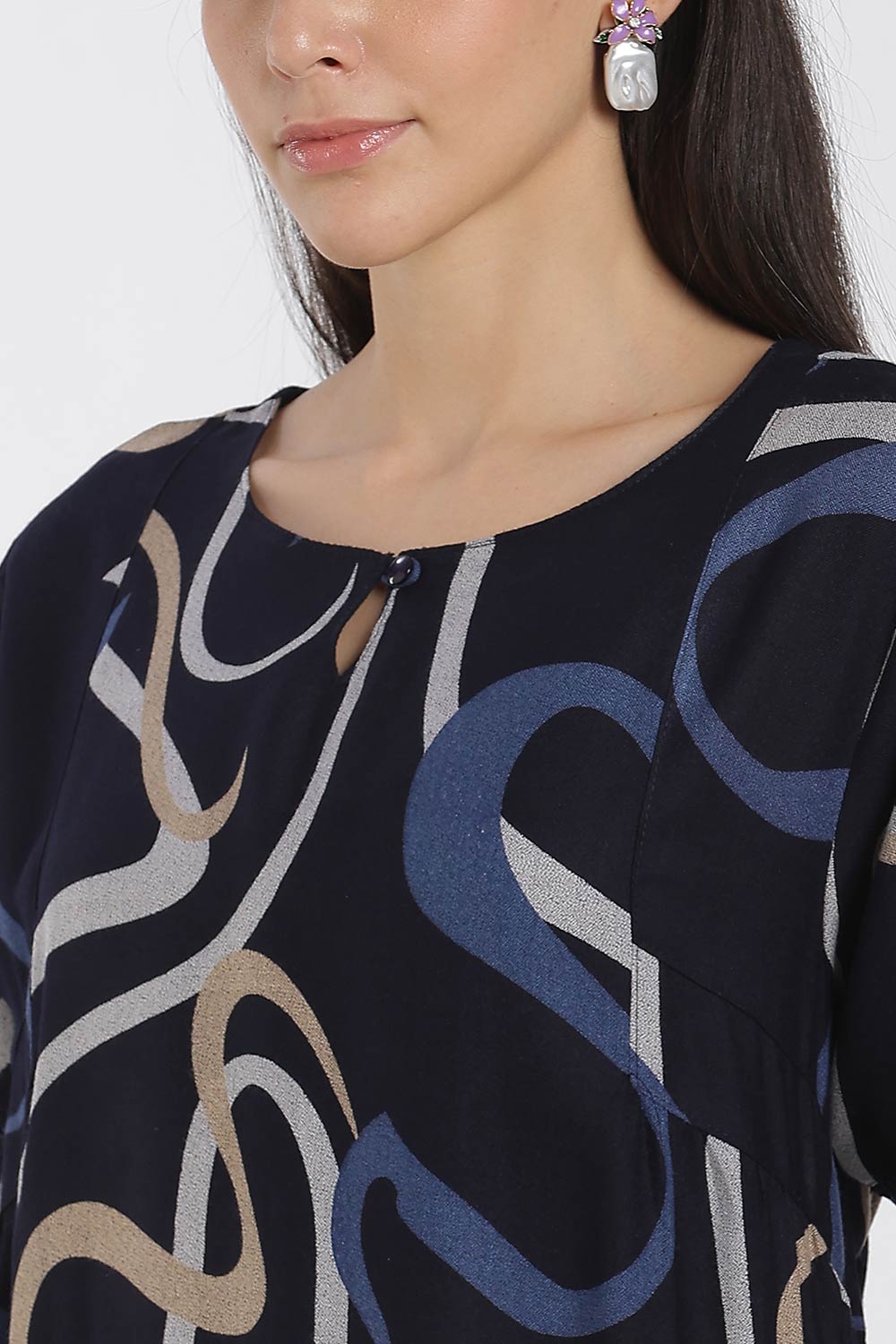 Naidu Hall Printed Cotton Nighty for Women – Full Length Relaxed Fit Sleepwear with Keyhole Neck & Panel Design | Comfortable Daily Wear Nighty
 - NF41