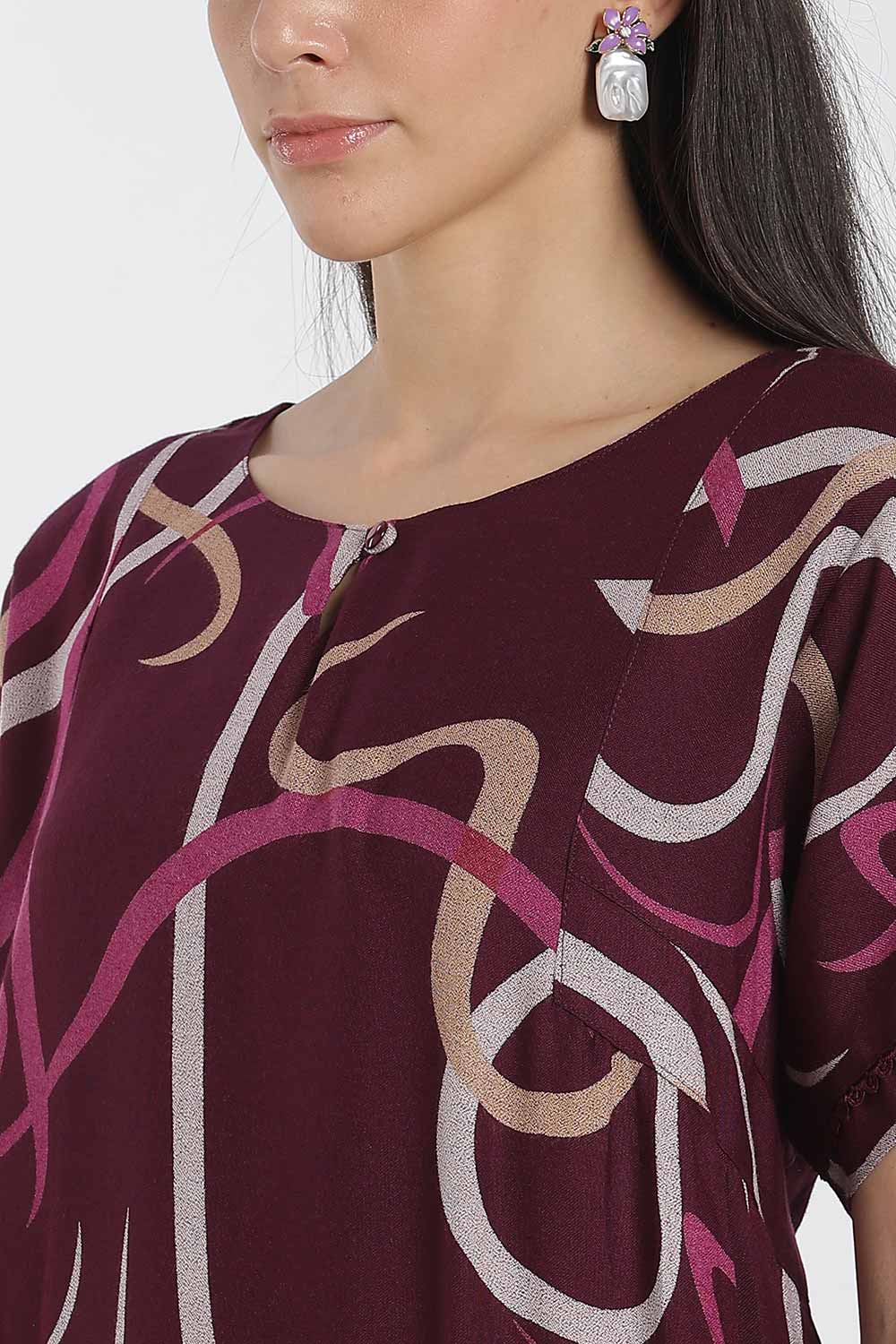 Naidu Hall Printed Cotton Nighty for Women – Full Length Relaxed Fit Sleepwear with Keyhole Neck & Panel Design | Comfortable Daily Wear Nighty
 - NF41