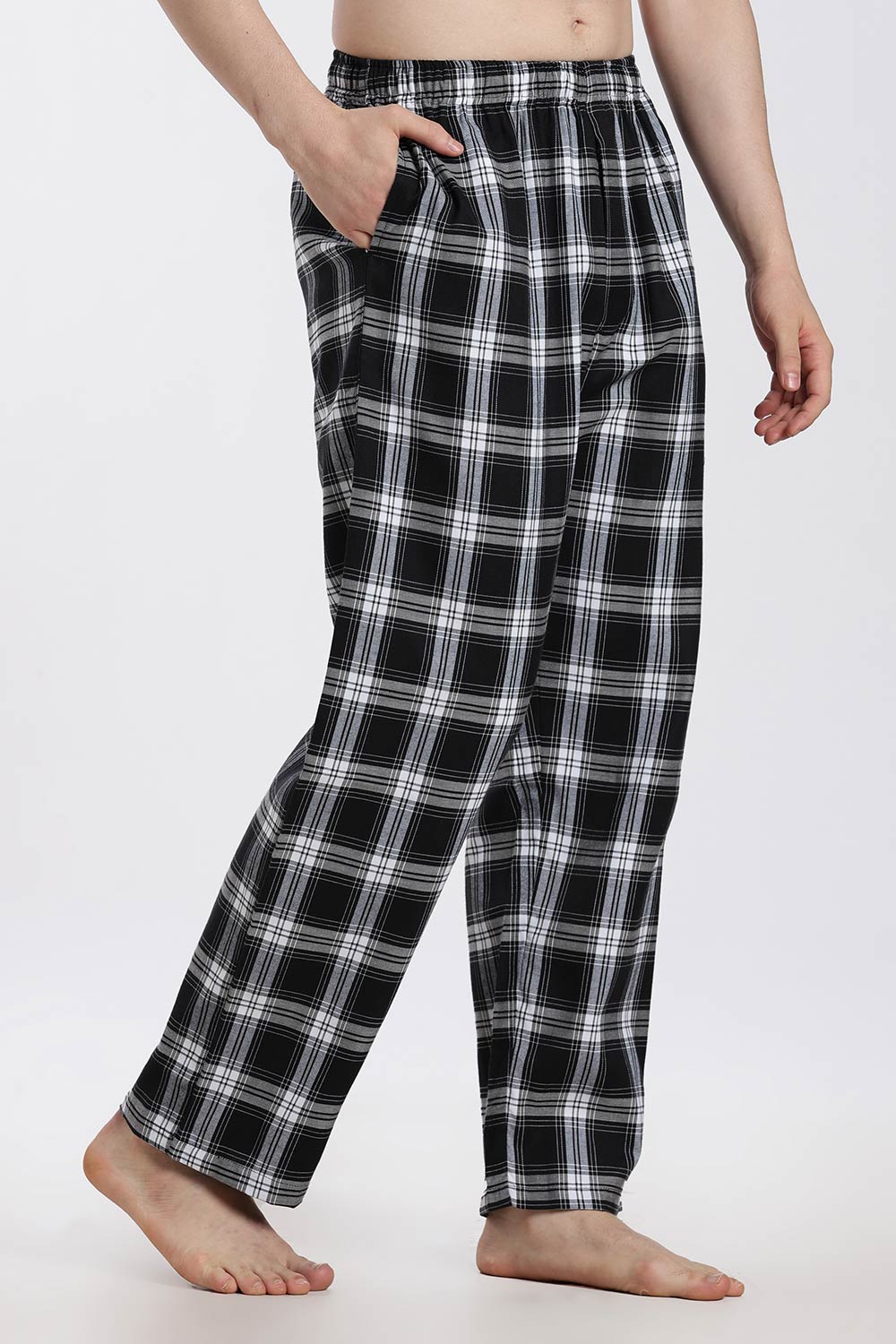 Enhance Men’s Cotton Blend Night Pants – Checked Pyjama Pants with Drawstring & Dual Side Pockets | Comfortable Men’s Nightwear & Lounge Pants - NP01
