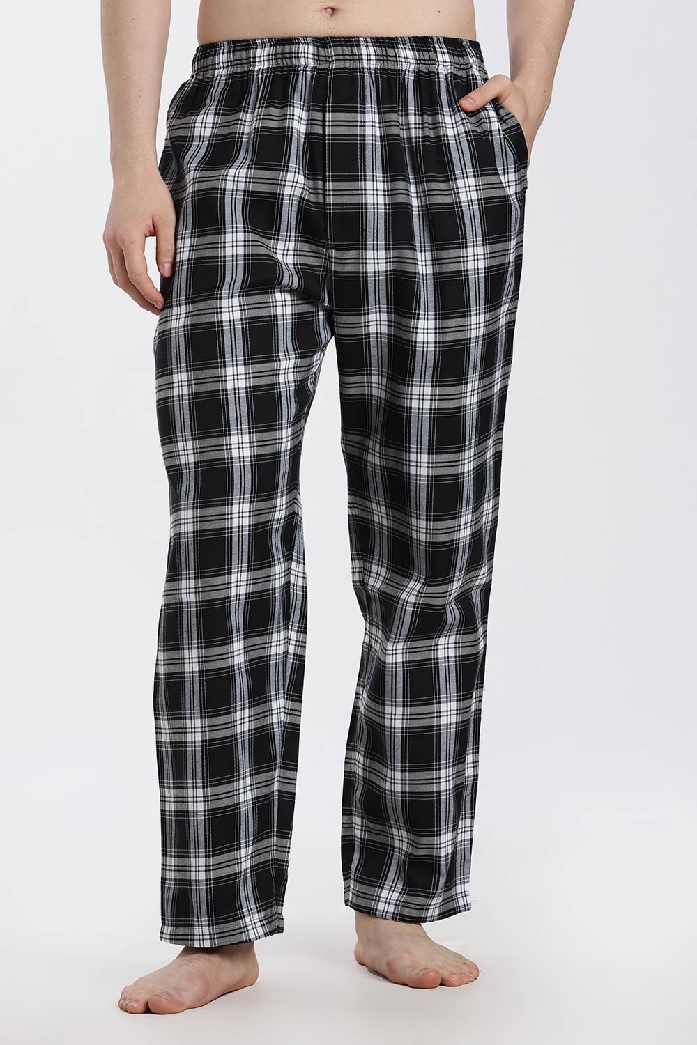 Enhance Men’s Cotton Blend Night Pants – Checked Pyjama Pants with Drawstring & Dual Side Pockets | Comfortable Men’s Nightwear & Lounge Pants - NP01