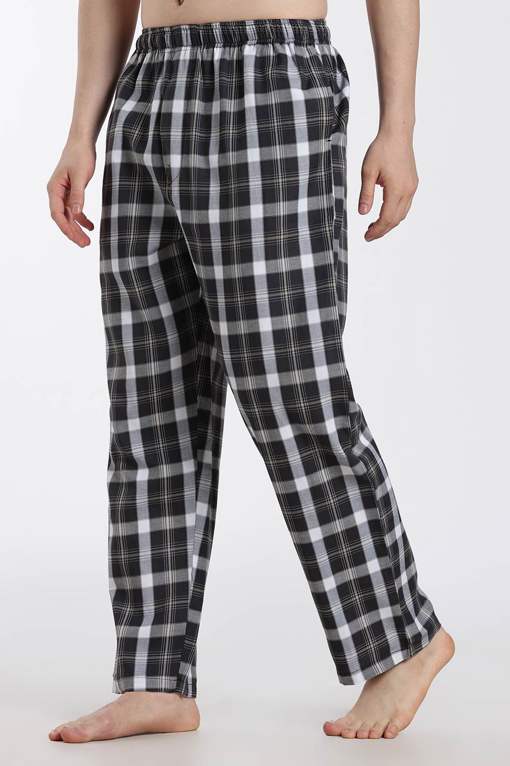 Enhance Men’s Cotton Blend Night Pants – Checked Pyjama Pants with Drawstring & Dual Side Pockets | Comfortable Men’s Nightwear & Lounge Pants - NP01