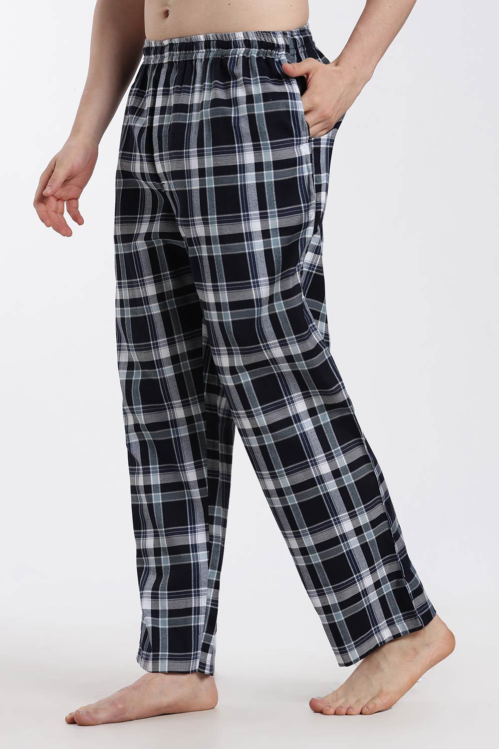 Enhance Men’s Cotton Blend Night Pants – Checked Pyjama Pants with Drawstring & Dual Side Pockets | Comfortable Men’s Nightwear & Lounge Pants - NP01