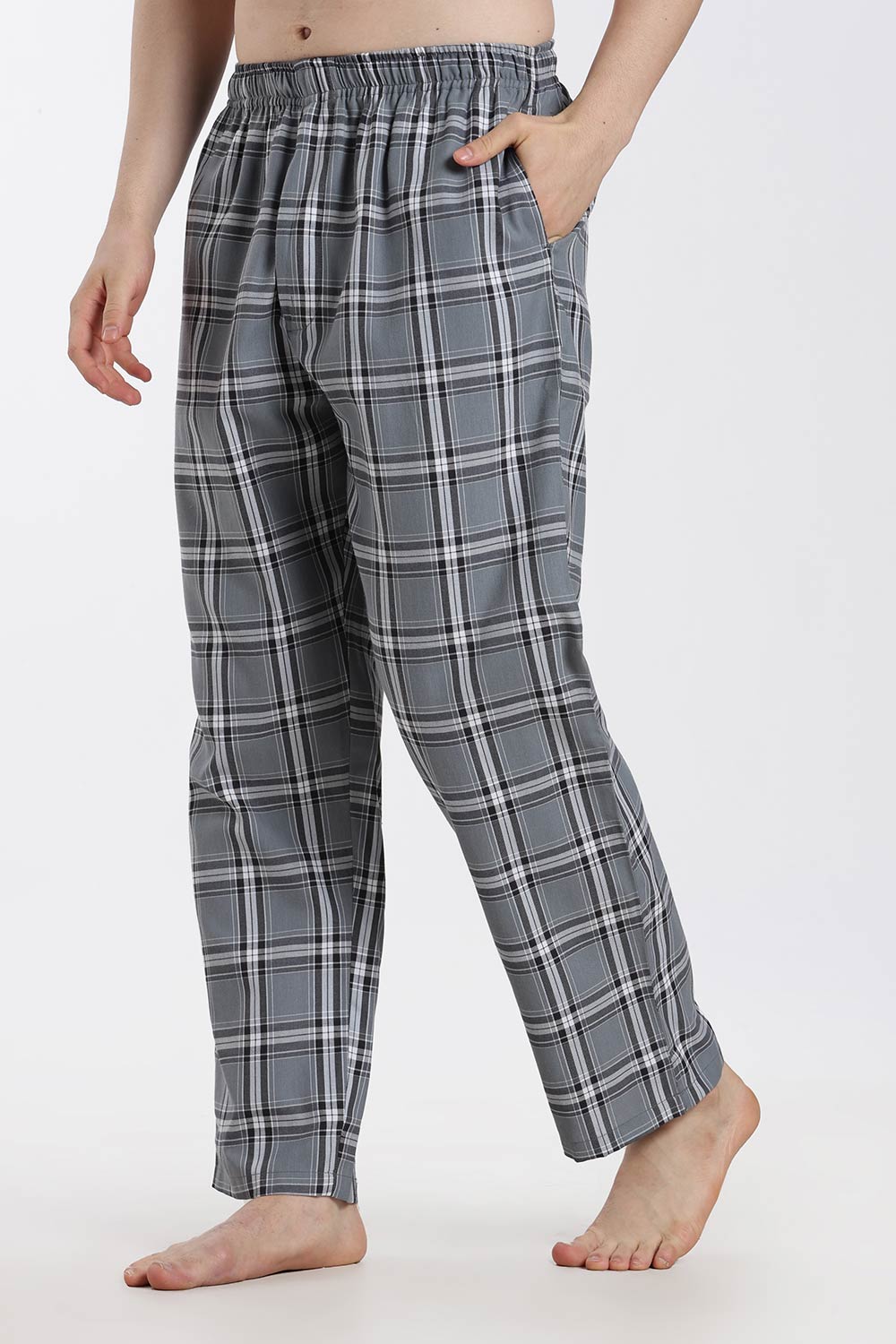 Enhance Men’s Cotton Blend Night Pants – Checked Pyjama Pants with Drawstring & Dual Side Pockets | Comfortable Men’s Nightwear & Lounge Pants - NP01