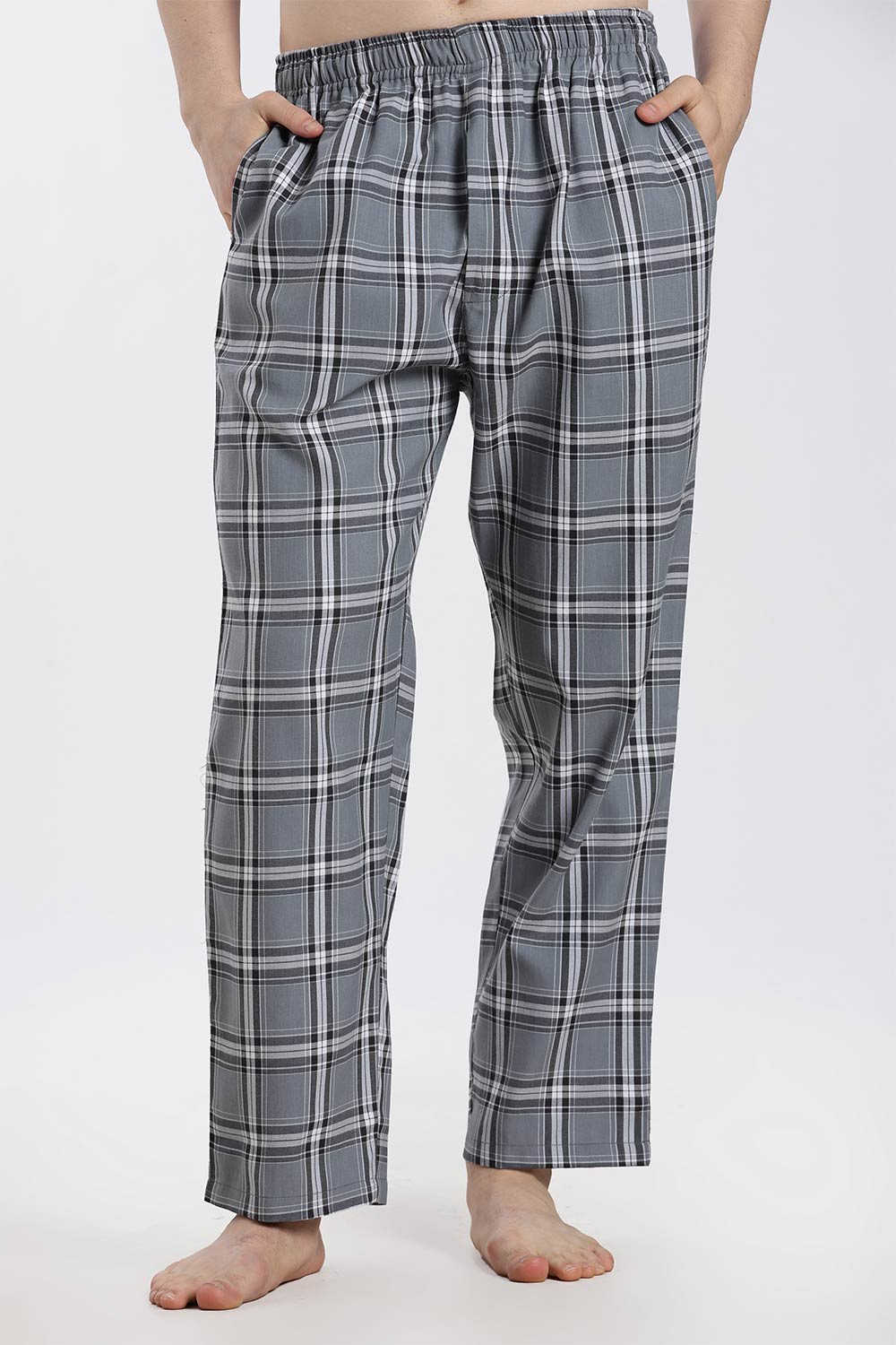 Enhance Men’s Cotton Blend Night Pants – Checked Pyjama Pants with Drawstring & Dual Side Pockets | Comfortable Men’s Nightwear & Lounge Pants - NP01