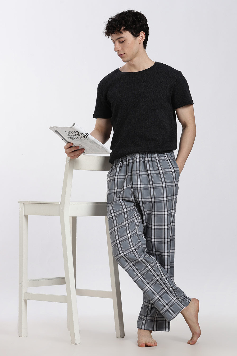 Enhance Men’s Cotton Blend Night Pants – Checked Pyjama Pants with Drawstring & Dual Side Pockets | Comfortable Men’s Nightwear & Lounge Pants - NP01