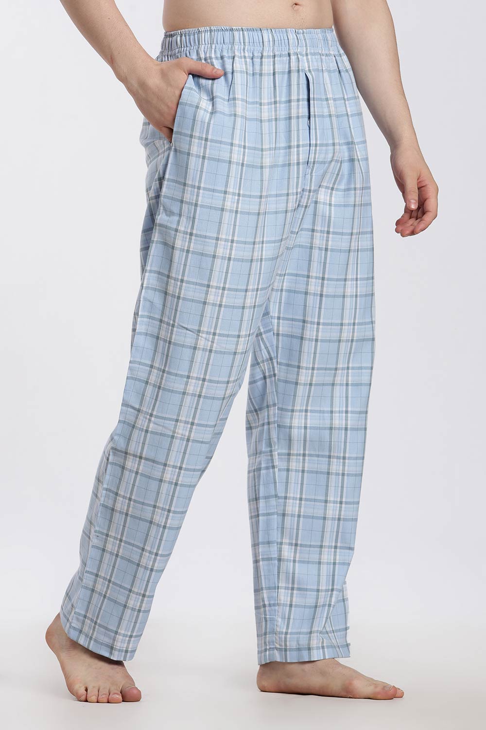 Enhance Men’s Cotton Blend Night Pants – Checked Pyjama Pants with Drawstring & Dual Side Pockets | Comfortable Men’s Nightwear & Lounge Pants - NP01