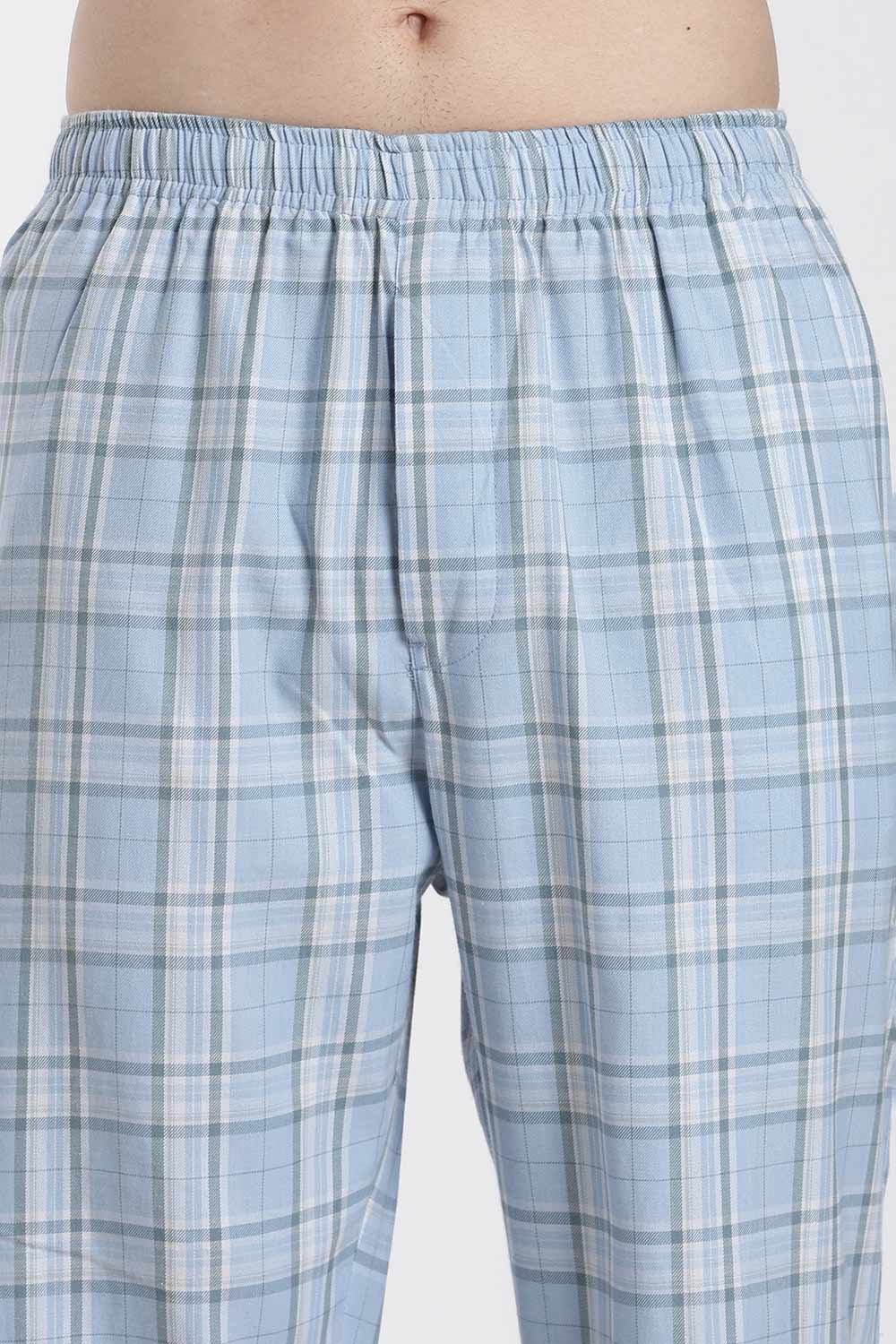 Enhance Men’s Cotton Blend Night Pants – Checked Pyjama Pants with Drawstring & Dual Side Pockets | Comfortable Men’s Nightwear & Lounge Pants - NP01