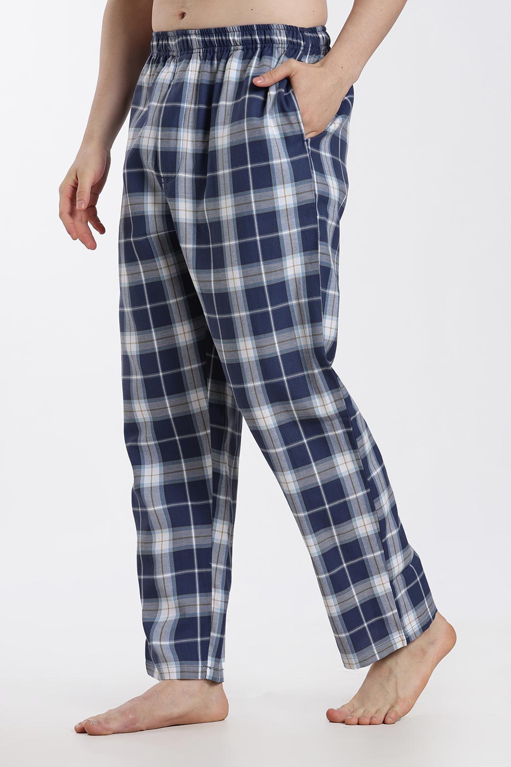 Enhance Men’s Cotton Blend Night Pants – Checked Pyjama Pants with Drawstring & Dual Side Pockets | Comfortable Men’s Nightwear & Lounge Pants - NP01