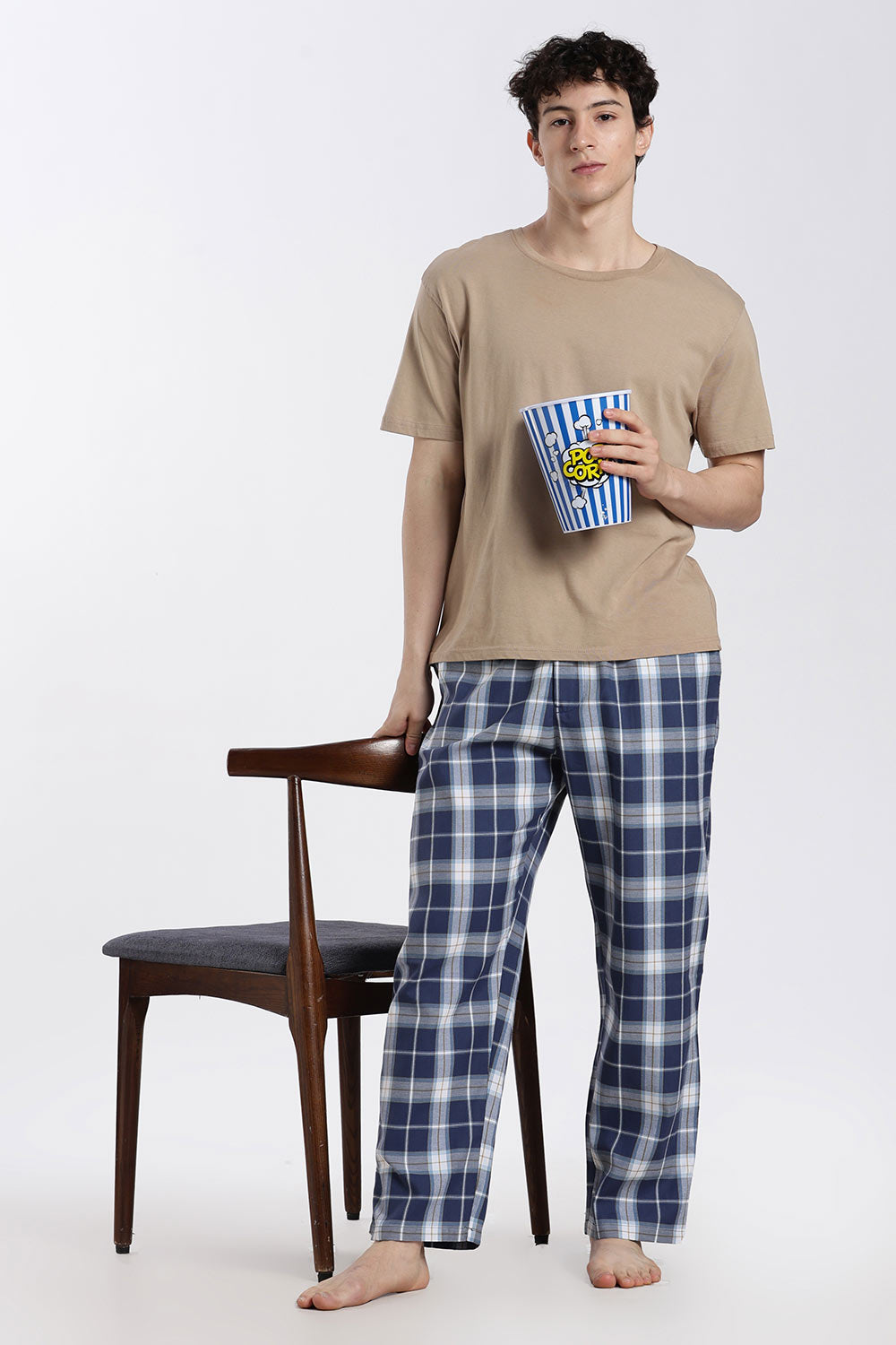 Enhance Men’s Cotton Blend Night Pants – Checked Pyjama Pants with Drawstring & Dual Side Pockets | Comfortable Men’s Nightwear & Lounge Pants - NP01