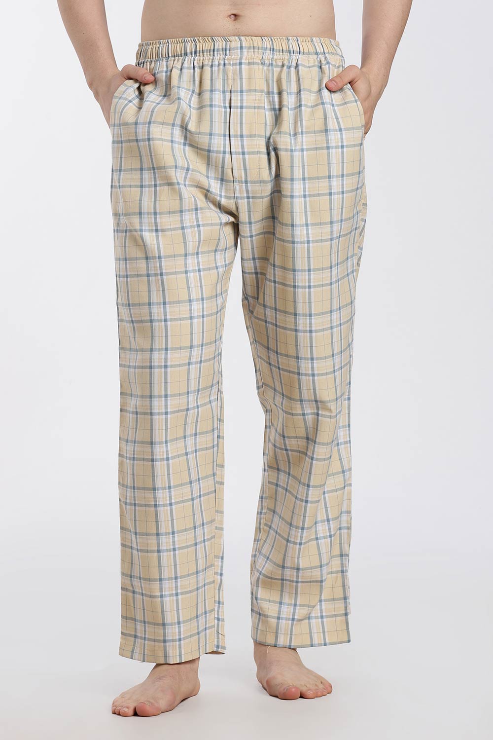 Enhance Men’s Cotton Blend Night Pants – Checked Pyjama Pants with Drawstring & Dual Side Pockets | Comfortable Men’s Nightwear & Lounge Pants - NP01