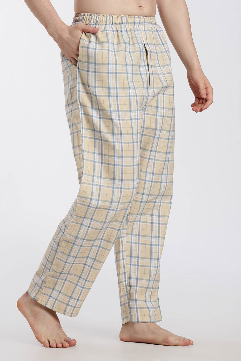 Enhance Men’s Cotton Blend Night Pants – Checked Pyjama Pants with Drawstring & Dual Side Pockets | Comfortable Men’s Nightwear & Lounge Pants - NP01