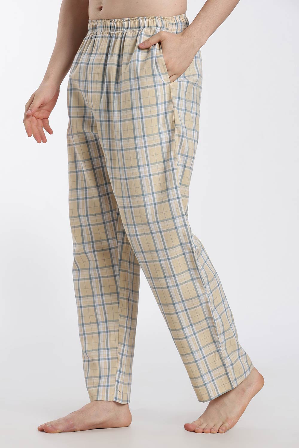 Enhance Men’s Cotton Blend Night Pants – Checked Pyjama Pants with Drawstring & Dual Side Pockets | Comfortable Men’s Nightwear & Lounge Pants - NP01