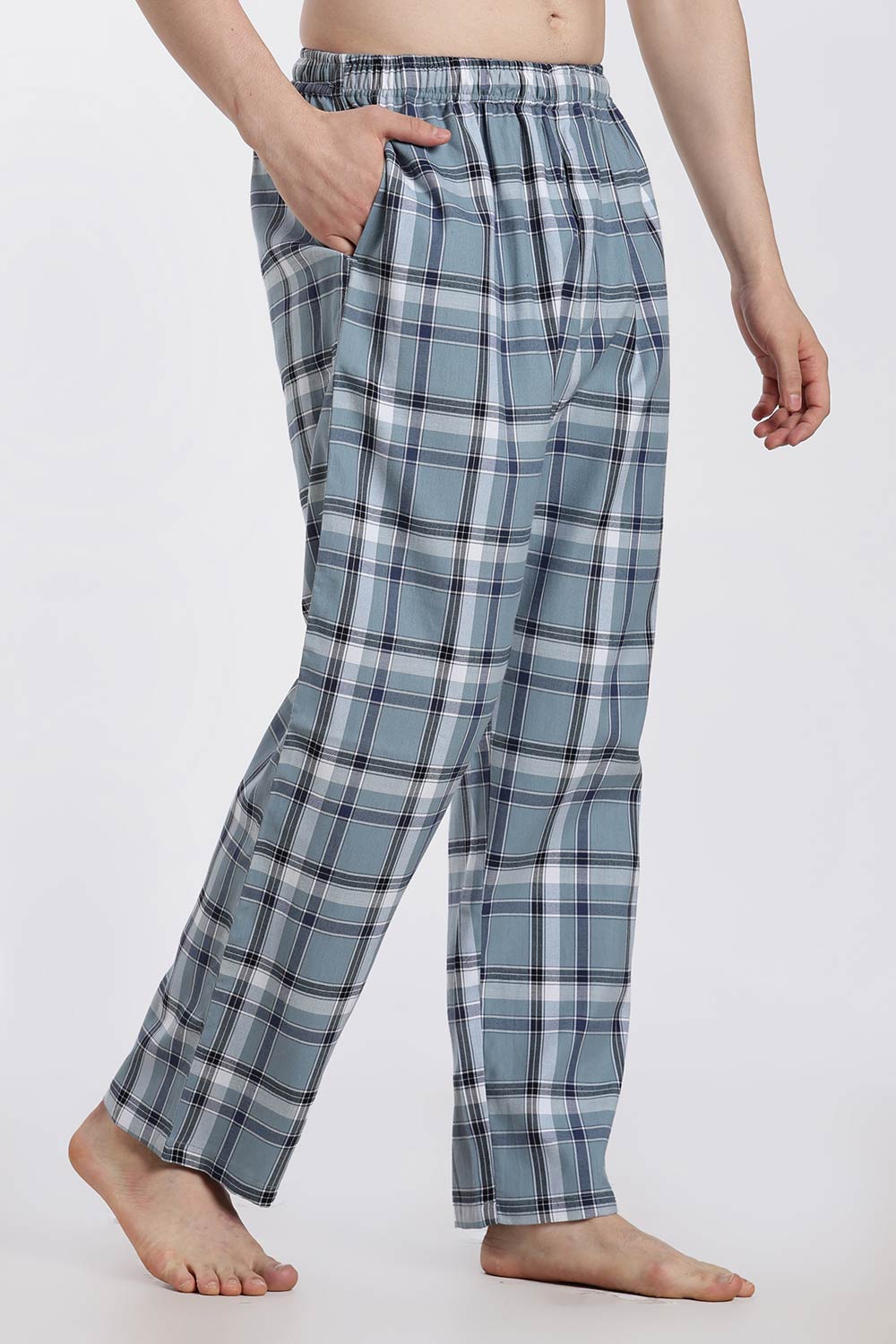 Enhance Men’s Cotton Blend Night Pants – Checked Pyjama Pants with Drawstring & Dual Side Pockets | Comfortable Men’s Nightwear & Lounge Pants - NP01