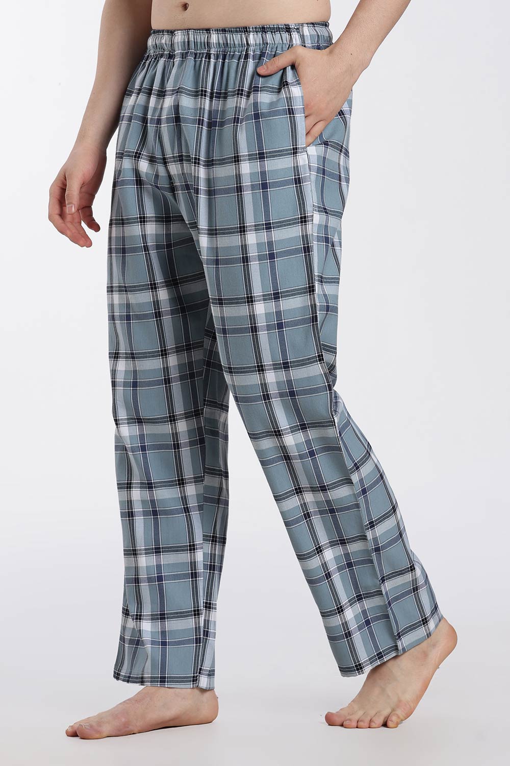 Enhance Men’s Cotton Blend Night Pants – Checked Pyjama Pants with Drawstring & Dual Side Pockets | Comfortable Men’s Nightwear & Lounge Pants - NP01