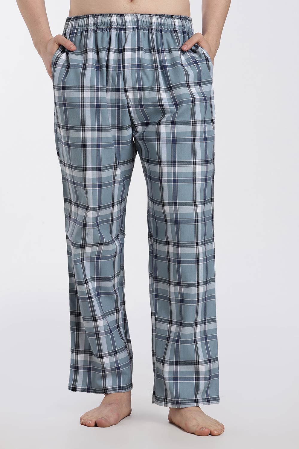 Enhance Men’s Cotton Blend Night Pants – Checked Pyjama Pants with Drawstring & Dual Side Pockets | Comfortable Men’s Nightwear & Lounge Pants - NP01