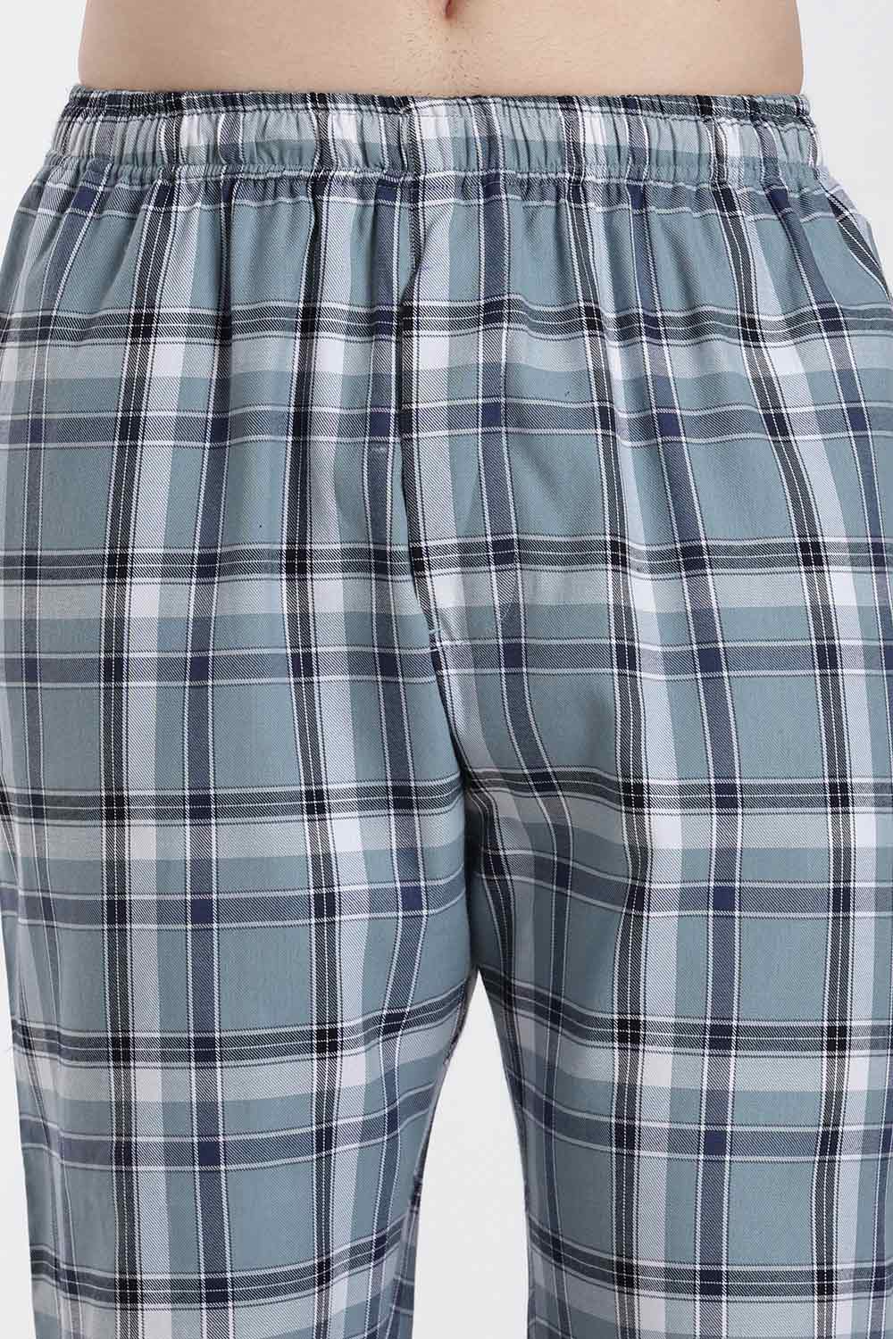 Enhance Men’s Cotton Blend Night Pants – Checked Pyjama Pants with Drawstring & Dual Side Pockets | Comfortable Men’s Nightwear & Lounge Pants - NP01