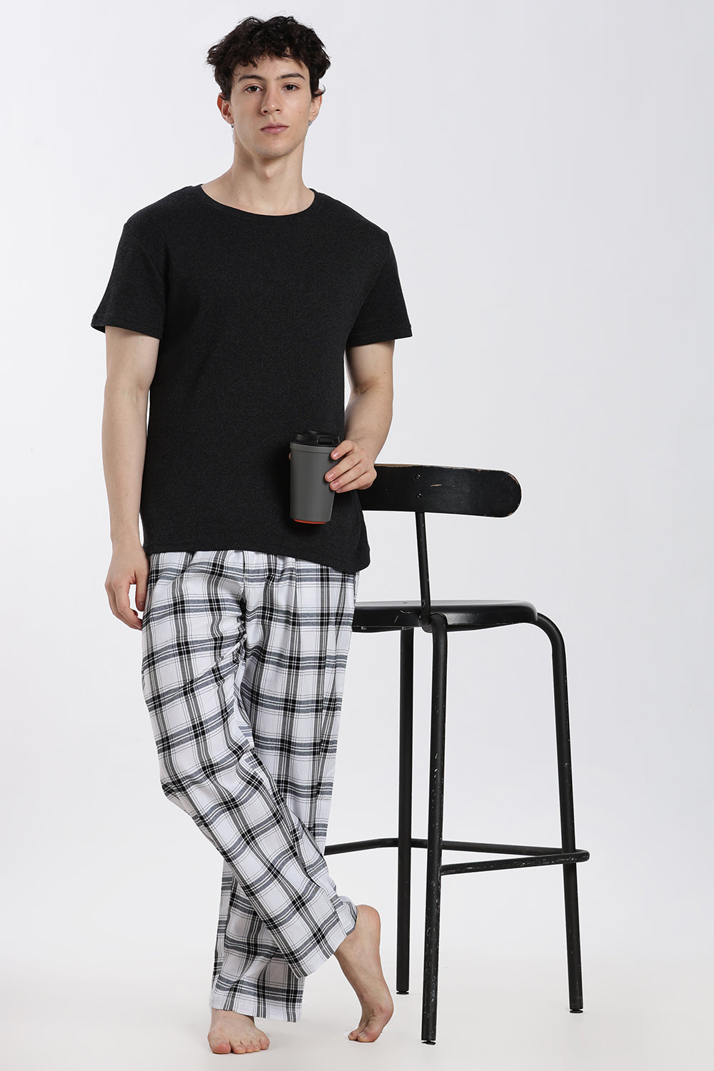 Enhance Men’s Cotton Blend Night Pants – Checked Pyjama Pants with Drawstring & Dual Side Pockets | Comfortable Men’s Nightwear & Lounge Pants - NP01