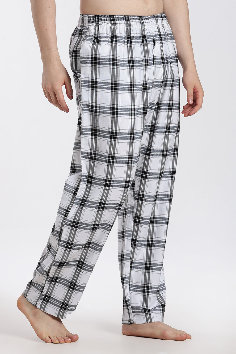 Enhance Men’s Cotton Blend Night Pants – Checked Pyjama Pants with Drawstring & Dual Side Pockets | Comfortable Men’s Nightwear & Lounge Pants - NP01