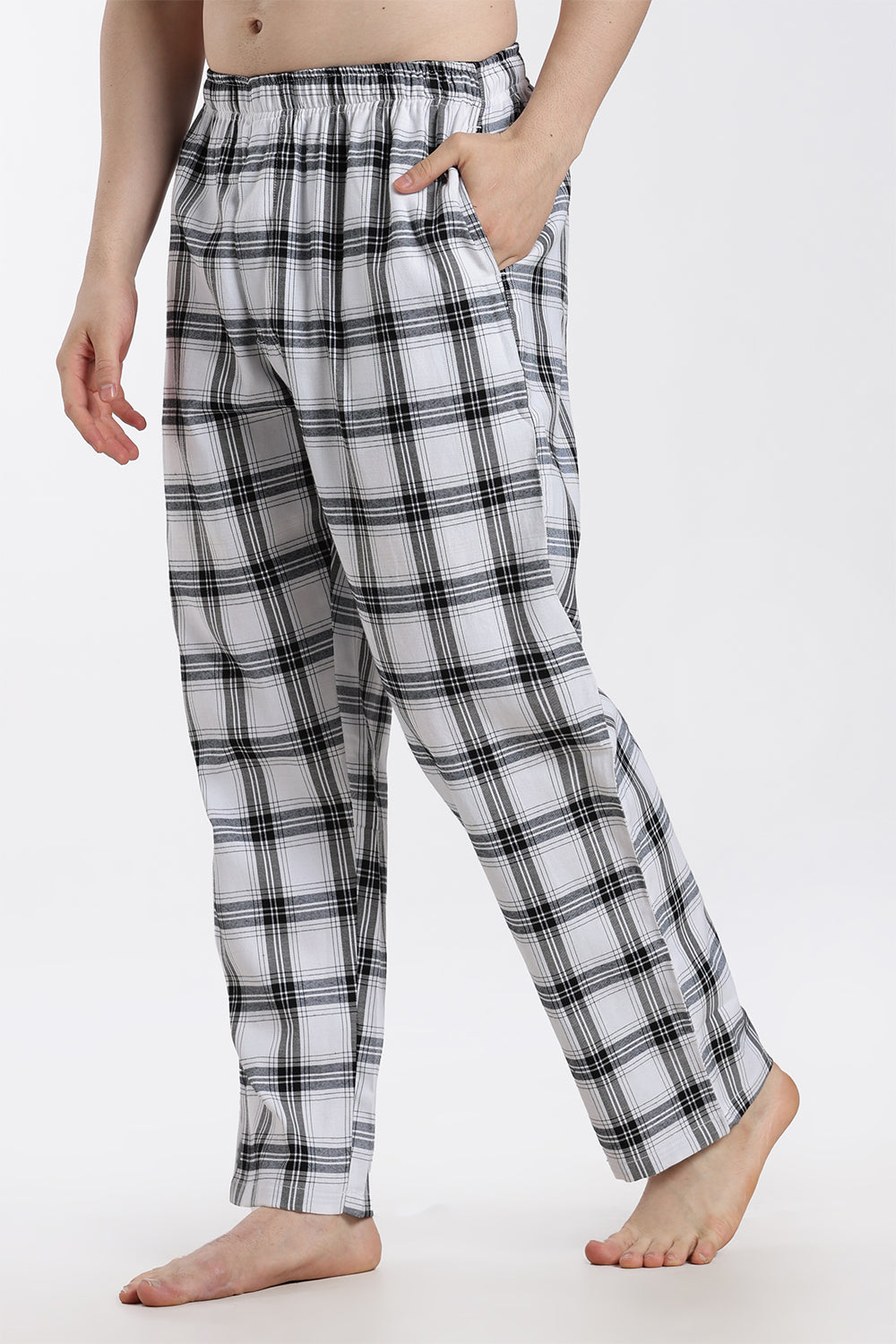 Enhance Men’s Cotton Blend Night Pants – Checked Pyjama Pants with Drawstring & Dual Side Pockets | Comfortable Men’s Nightwear & Lounge Pants - NP01