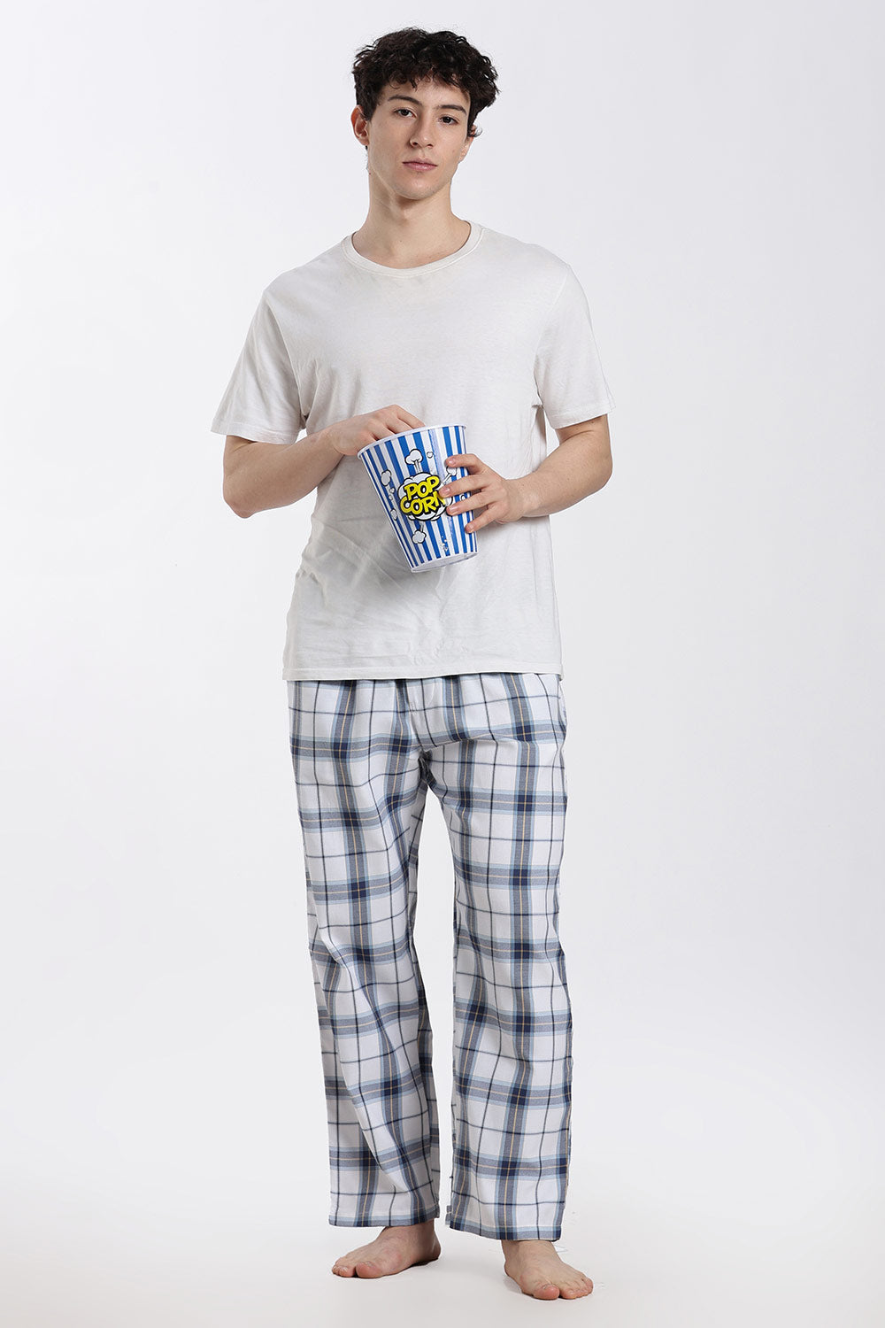 Enhance Men’s Cotton Blend Night Pants – Checked Pyjama Pants with Drawstring & Dual Side Pockets | Comfortable Men’s Nightwear & Lounge Pants - NP01