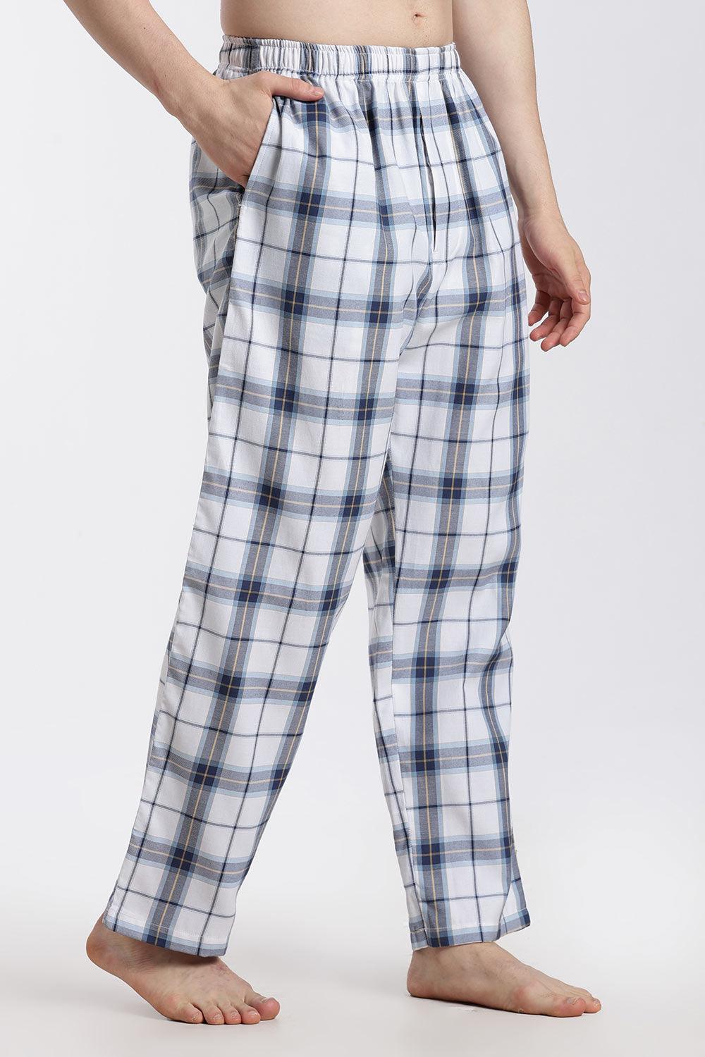Enhance Men’s Cotton Blend Night Pants – Checked Pyjama Pants with Drawstring & Dual Side Pockets | Comfortable Men’s Nightwear & Lounge Pants - NP01