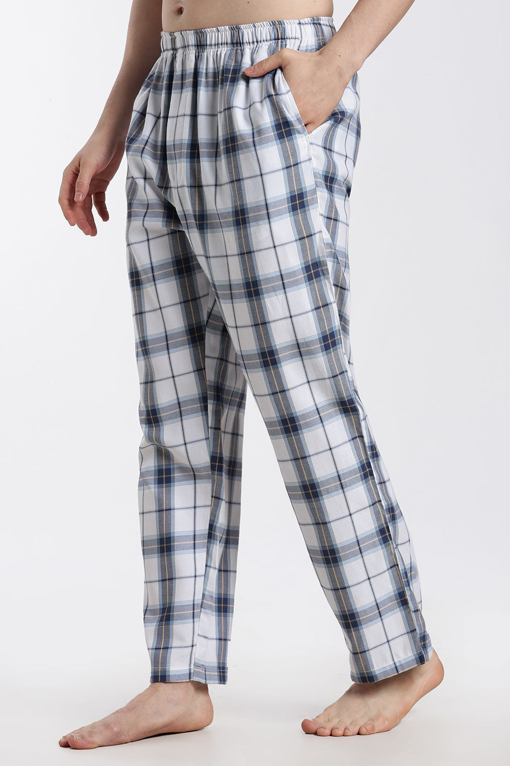 Enhance Men’s Cotton Blend Night Pants – Checked Pyjama Pants with Drawstring & Dual Side Pockets | Comfortable Men’s Nightwear & Lounge Pants - NP01
